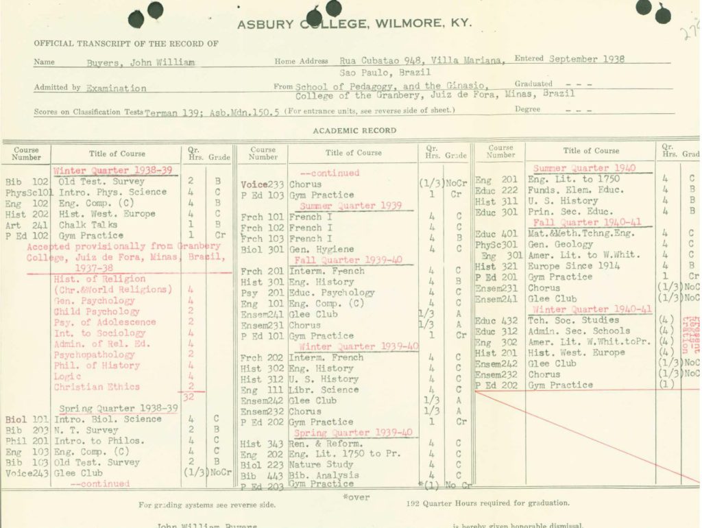 WWII Army military service record-education grades transcript