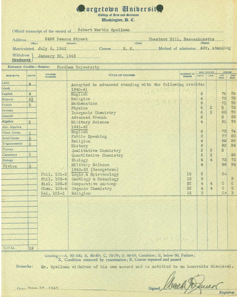 WWII Navy service record-veteran education college transcript 