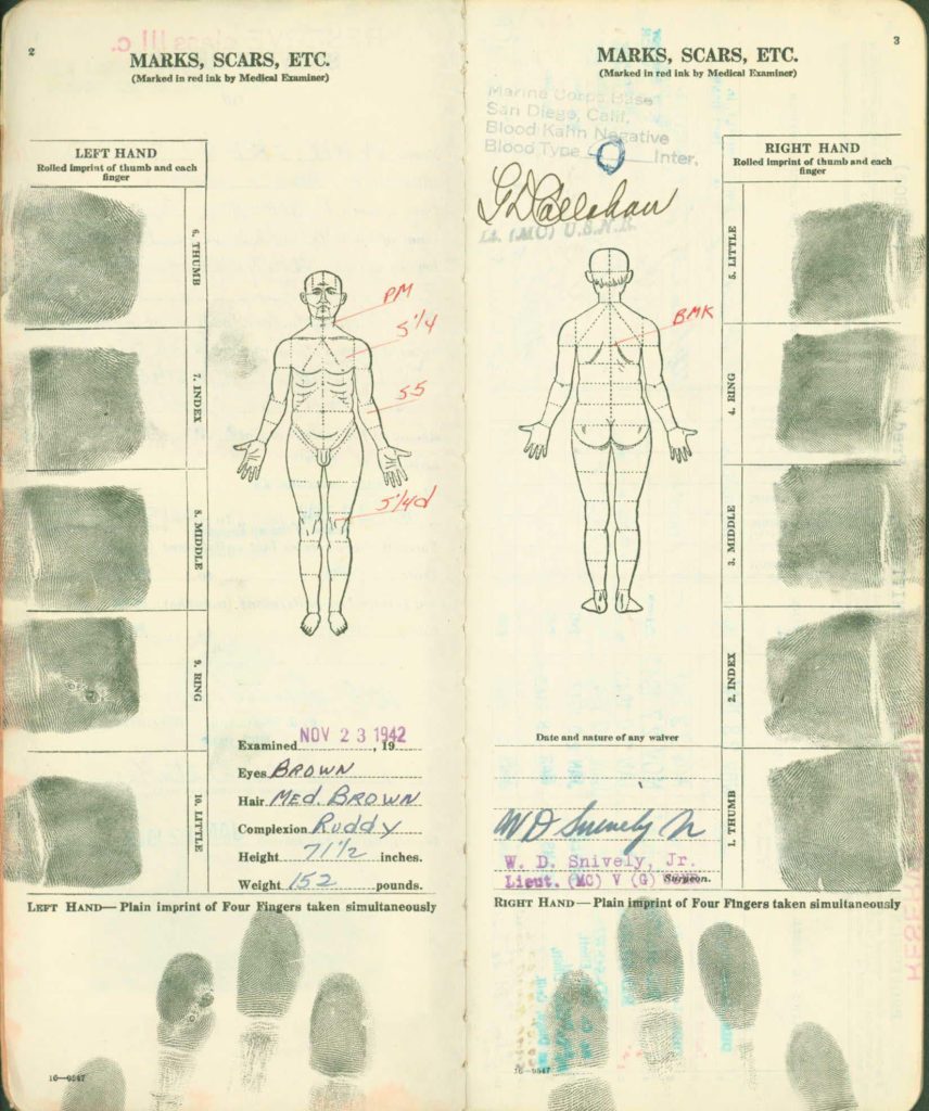 WWII Marine Corps service booklet -fingerprints